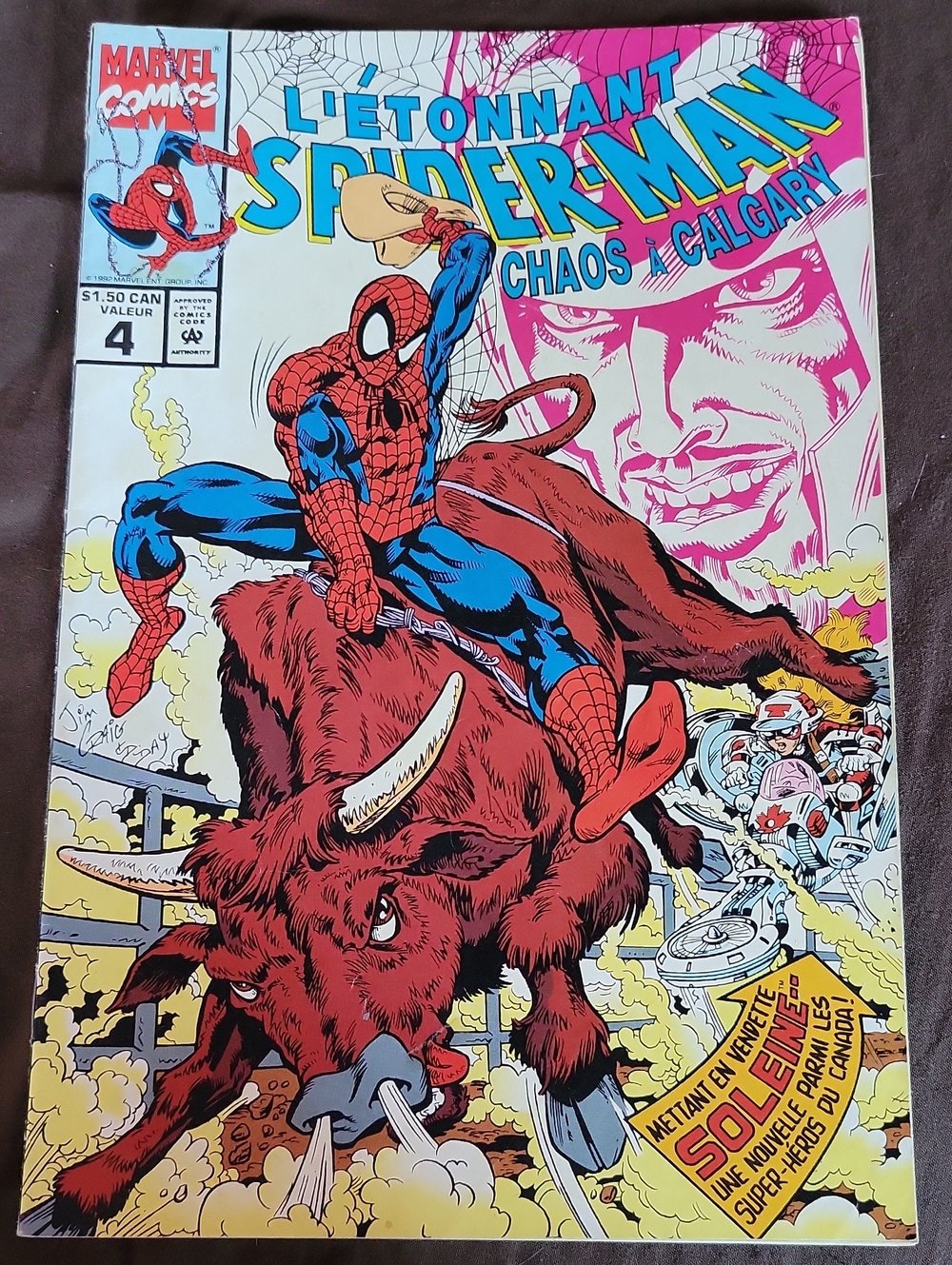 Marvel Spider-Man Comic Cover — Red, Blue, Pink, Brown
